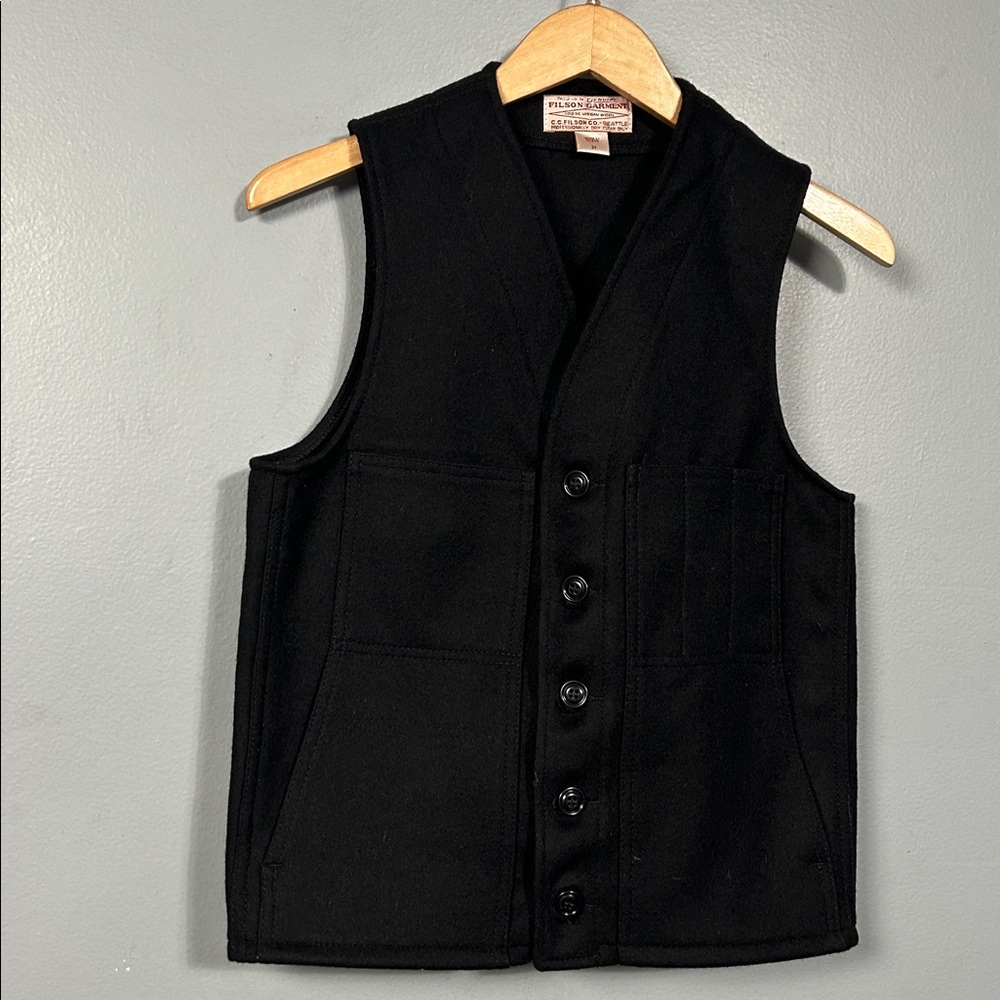 Vintage Filson Wool Cruiser Virgin Wool Black Vest size 34 unisex